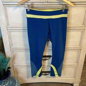 Lululemon Tricolor Blue Neon Green Cropped Leggings